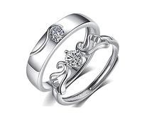 Banemi Anello da donna in argento Sterling, stile vintage, con ali d'angelo e moissanite rotonda