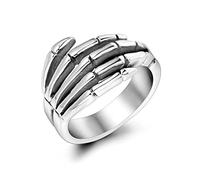 Banemi Anello d'argento, anello da uomo in acciaio inossidabile, teschio titanio, anello da mano, testa di morte larga, 15,2 mm, regalo coppia innamorata, 70, Titanio, Nessuna pietra preziosa