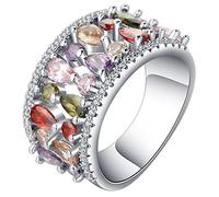 Banemi Anello dell'amicizia da donna in vero argento con gocce d'acqua e zirconi, gioiello per San Valentino, misura 52 (16,6-62) (19,7), Cristallo, Zirconie sintetico