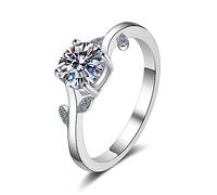 Banemi Anello in argento 925, 4 rapporti con zirconi da 6,5 mm, misura 52 (16,6)