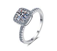 Banemi Anello in argento, anello da donna per dito medio, 4 rapporti con zirconi da 5 mm, in argento 925, misura 49 (15,6)