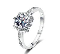 Banemi Anello in argento Sterling, 4 rapporti con zirconi da 8 mm, misura 52 (16,6)