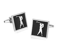 Banemi Camicia nera con gemelli, camicie nere da uomo, in acciaio inossidabile, set quadrati da golf per Hasband, 1,7 x 1,7 cm, acciaio inox, Nessuna pietra preziosa