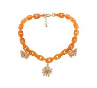 Banemi Chain of Gold, collana da donna adolescente in acrilico margherita farfalla Choker per compleanno/festa/matrimonio, 45 cm