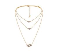Banemi Collana da donna, collana a 3 strati, motivo floreale, catena a Choker, per donna e ragazza, 42 cm