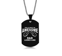 Banemi Collana in acciaio inox, collana da uomo nera e argento, con targhetta identificativa che esprime l'amore per il papà, regalo per la mamma, 60CM, Acciaio inossidabile, Non pietra preziosa