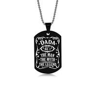 Banemi Collana in acciaio inox, collana da uomo nera e argento, con targhetta identificativa che esprime l'amore per il papà, regalo per la mamma, 60CM, Acciaio inossidabile, Non pietra preziosa