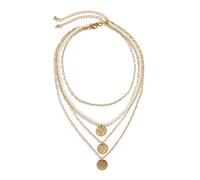Banemi Collana placcata oro donna, collana alla moda da donna, 4 strati, moneta con perle, catena a Choker, per donna e ragazza, Senza Gemme
