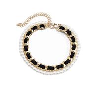 Banemi Collana Ragazza Adolescente Catena Oro Doppio Strati Catena di Perle Choker Cosplayer per Halloween
