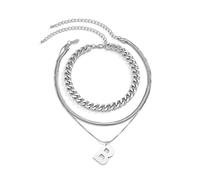 Banemi Collana Ragazza Personalizzata, Catena Argento 3 Strati La Lettera B Catena Choker Cosplayer per Halloween