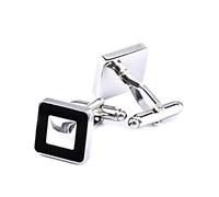 Banemi Gemelli da uomo, gemelli quadrati da uomo, in rame, argento e nero, ideali come regalo per lo sposo, 1,8 cm