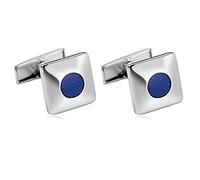 Banemi Gemelli da uomo, gemelli vintage in acciaio inox quadrato a strisce rotonde smoking gemelli regalo, Senza Gemstone