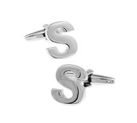 Banemi Gemelli da uomo per camicia, gemelli da uomo con lettera S, in rame, argento, per lavoro, matrimonio, festa del papà, 1,2 x 1,2 cm