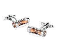 Banemi Gemelli da uomo vintage, gemelli da uomo per matrimonio, in acciaio inox, con clessidra arancione, regalo di nozze, 2,2 x 0,8 cm, Acciaio inossidabile, Nessuna pietra preziosa