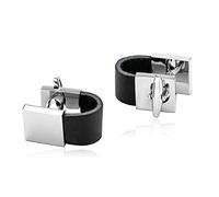 Banemi Gemelli regalo per testimoni dello sposo, gemelli neri per camicie da uomo in acciaio inox, set quadrato per Hasband 1,6 x 2,9 cm, Acciaio inossidabile, Nessuna pietra preziosa
