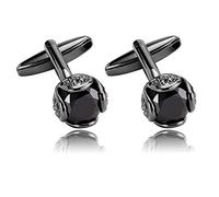 Banemi Gemelli regalo per testimoni dello sposo, gemelli unici in acciaio inox fiore argento nero gemelli regalo da uomo 1,1 x 1,1 cm, Argento, acciaio inossidabile, Nessuna pietra preziosa