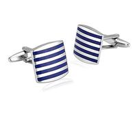 Banemi Gemelli Tech, Gemelli e Borchie per Uomo Argento Acciaio Rettangolo Strisce per Smoking Camicie 1.6X1.6CM