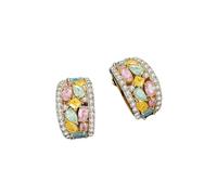 Banemi Orecchini Anallergici Orecchini Lobo Donna Rame Hollow Eound A Goccia CZ Multicolore Con Cubic Zirconia Multicolore