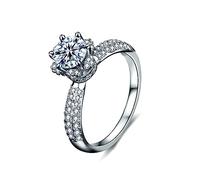 Banemi Set di anelli in argento, anelli boho a 6 rapporti con 1 ct di moissanite circolare in argento 925, 57 (18.1), argento, Moissanite