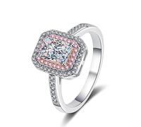 Banemi Set di anelli in argento, anelli da donna, con attacco a 4 rapporti con zirconi 5 x 7 mm, in argento 925, misura 17 (18,1)