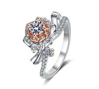 Banemi Set di anelli in argento da donna, con 4 rapporti con zirconi da 5 mm, in argento 925, misura 52 (16,6)