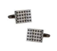 Banemi Set di gemelli da uomo con iniziale, gemelli neri per camicie rettangolari da uomo per matrimonio, Cristallo, Zirconia cubica