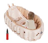 Bañera Portátil De Viaje Con Asiento Antideslizante - Bañera Inflable Para Bebés | Diseño Plegable Para Baño Natación Playa Piscina - Accesorios Seguros Para Hogar Vacaciones Y Viajes Familiares