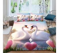 BANEUBBDE 3D Con Stampa Di Swan Set Di Biancheria Da Letto 3 Pezzi Set Copripiumino Con Cerniera E Federe Per Ragazzi E Ragazze,coppie,camera Da Letto,decorazione King(220x240cm)