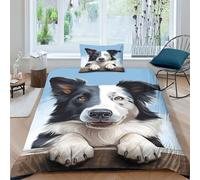 BANEUBBDE Stampa 3D Border Collie Set Di Biancheria Da Letto 3 Pezzi Copripiumino Morbida Microfibra Per Ragazzi E Ragazze,coppie,camera Da Letto,decorazione Single(135x200cm)
