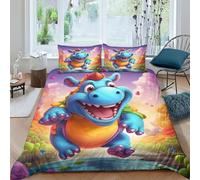 BANEUBBDE Stampa 3D Hippo Set Di Biancheria Da Letto Con 3 Pezzi Set Copripiumino Con Cerniera E Federe Per Ragazzi E Ragazze,coppie,camera Da Letto,decorazione Double(200x200cm)