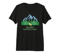 Banff Parco Nazionale Alberta Canada Moose Trees Vintage Look Maglietta Premium