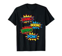 Bang Boom Wham Pow Comic Pop Art Superhero Sound Word Design Maglietta