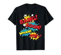 Bang Boom Wham Pow Comic Sound Effect Design Maglietta