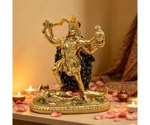 BangBangDa Statua della dea indù di Kali, idolo decorativo antico di dio indiano, dea indiana del tempo e della morte, statuetta Murti Pooja Puja Buddha Tempio Mandir Decor