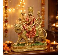 BangBangDa Statua della dea indù Durga Dio indiano Durga su statuette di tigre Decor India Dio Murti Idol Casa Mandir Tempio Puja Scultura Pooja Regali Articolo Altare Yoga Meditazione Sala