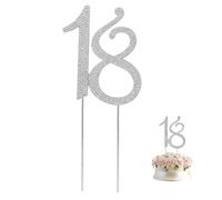 Bangbobi 18 Pezzi Cake Topper - 18 Numero Cake Topper Strass, Decorazione Torta 18° Compleanno, Decorazione Festa 18° Anniversario