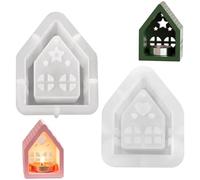Bangbobi 2 stampi in Silicone, 1x casa a Forma di Stella + 1x casa a Forma di Cuore Stampo in Silicone per Natale, stampi in Silicone per portacandele, stampi in Gesso