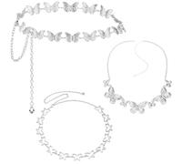 Bangbobi 3 collane a Farfalla per la Vita Accessori Catena Regolabile in Argento Cintura per la Vita Catena per Il Corpo da Donna Catena per la Danza del Ventre