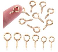 Bangbobi 300 Piccoli perni con Occhiello a Vite in 3 Misure, Mini perni Metallici con Occhiello, Ganci con Occhiello, perni a Vite autofilettanti per la creazione di Gioielli (Oro)