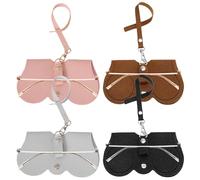 Bangbobi 4 pezzi Custodia per occhiali in morbida pelle, custodia portatile in pelle per occhiali, (kaki, nero, grigio chiaro, rosa)