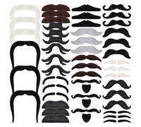 Bangbobi 48 Barbe finte autoadesive, Barbe adesive, Adatte per Carnevale, Halloween, Natale e Il Primo aprile (Retro Autoadesivo, Materiale fibroso, realizzate a Mano)