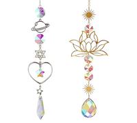Bangbobi Acchiappasole Prismi di Cristallo 2 Pezzi in Ottone - Decorazione Giardino Mobile Arcobaleno Decorazione Primaverile Sospesa per Finestra Sun Catcher