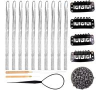 Bangbobi - Ciocche Luccicanti per Capelli, Kit Lametta con 4 Clip BB Extra, Ciocche da Agganciare per Donne & Bambini, Accessorio Cosplay e Feste, Argento
