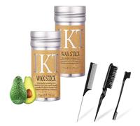 Bangbobi - Confezione da 2 Stick di Cera per Capelli, con Spazzola e Pettine, Controllo dei Capelli Ribelli e dell'Effetto Crespo, Acconciature Slick Bun e Code, Fissaggio Naturale Senza Residui