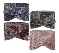 Bangbobi Fascia da capelli da donna da 4 pack, fasce e foulard extra larghi e morbidi da 7", bandana elastica da donna per yoga e sport, abbigliamento boho multicolore