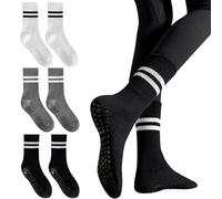 Bangbobi Pilates Socks Donna - 3 Paia Calzini Yoga Antiscivolo per Donna, Calzini Sportivi per Yoga, Pilates e Danza, Calzini Elastici Reformer Pilates in Cotone