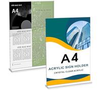 Bangbobi Portaprezzi Trasparente A4 - Set di 2 Supporti a T da Tavolo in Acrilico per pubblicità, cartoncini per Menu, brochure, cornici per Foto (21 x 29,7 cm)