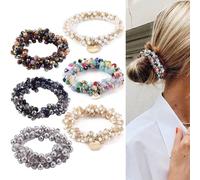 Bangbobi Set di 6 Elastici per Capelli con Cristalli, in Cristallo Sintetico, per Donne e Ragazze