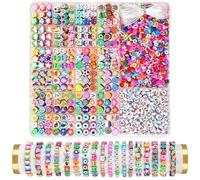 Bangbobi Set di Perline Braccialetti - 2300 Pezzi di Perline da infilare, Incluse Perline in Argilla polimerica, Perline Piatte in Argilla, Perline con Lettere e Cordino