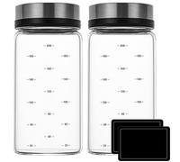 Bangbobi Set di salieri e Pepe 2-in-1, saliere Grande da 200 ml con Coperchio, Shaker per Zucchero a Velo e Shaker al Cacao, Dispenser di spezie in Vetro borosilicato per Cucina e griglia, 2 Pezzi